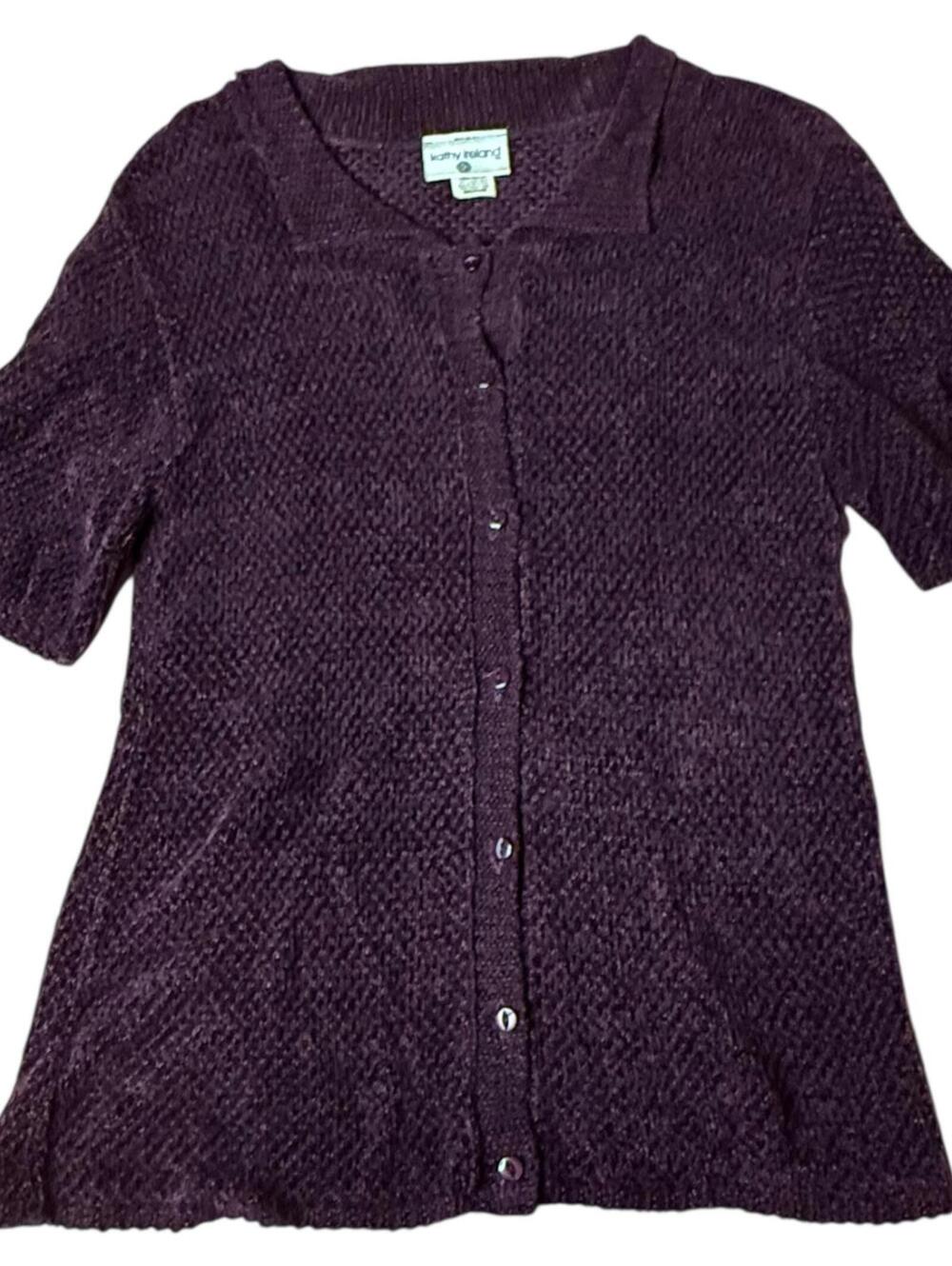 Kathy Ireland Textured Button Front Short Sleeve Cardigan Size M